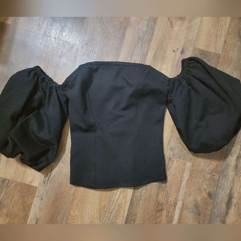 Free People Strapless Corset Puff Sleeve Top